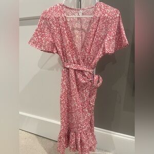 Floral Pink Wrap Dress